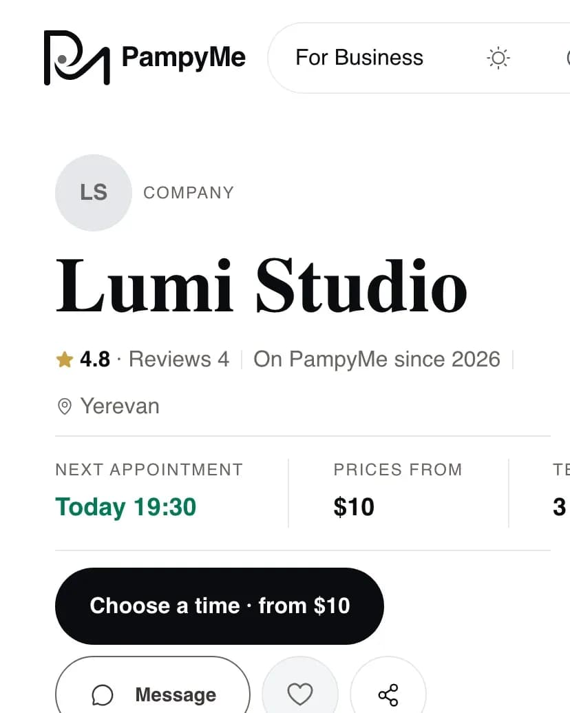 Public business page on a phone